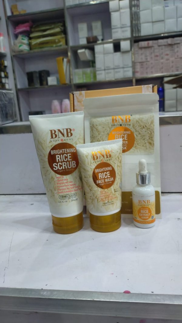 Bnb-rice Whitening And Glowing Facial Kit Face Wash, Scrub, Mask & Serum Bnb Rice Glow Facial Kit 4 In 1