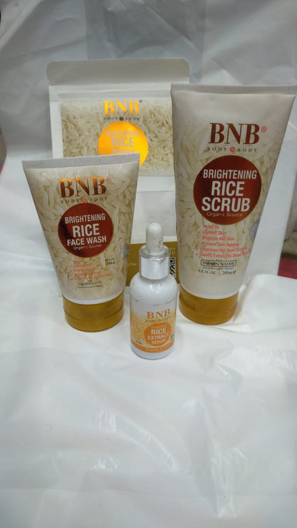 Bnb-rice Whitening And Glowing Facial Kit Face Wash, Scrub, Mask & Serum Bnb Rice Glow Facial Kit 4 In 1